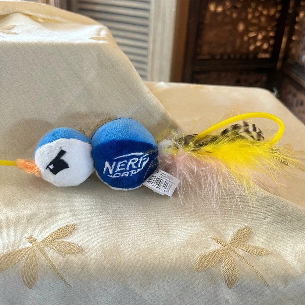Nerf Cat Duck Launcher Plush Toy with Feather Bell & Launching Loop.